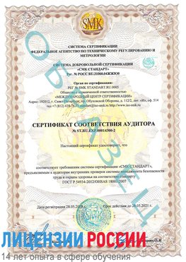 Образец сертификата соответствия аудитора №ST.RU.EXP.00014300-2 Новониколаевский Сертификат OHSAS 18001